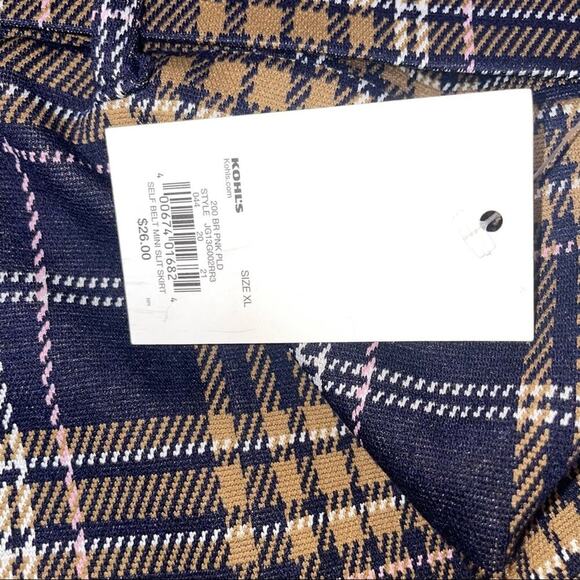 NEW - SO Juniors plaid school girl pleated skirt in navy and mustard color SZ XL - Picture 4 of 9